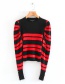 Fashion Red Striped Pleated Sweater
