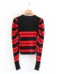 Fashion Red Striped Pleated Sweater