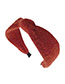Fashion Brick Red Frayed Mink Plush Wide-band Hairband