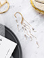 Fashion Golden Pearl Long Tassel Curved Earrings