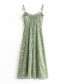 Fashion Green Open-back Halter Dress With Daisy Print