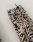 Fashion Color Leopard Print Square Collar Puff Sleeve Dress