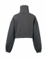 Fashion Gray Letter Plus Velvet Turtleneck Short-sleeved Sweater