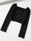 Fashion Black Button-neck Open-neck Cropped Sweater