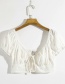 Fashion White Embroidered Embroidered Short Sleeve V-neck Tube Top