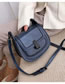 Fashion Blue Semi-circular Shoulder Bag With Lock Stitch