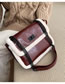 Fashion Red Wine Frayed Chain Lock Buckle Crossbody Shoulder Bag