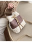 Fashion Brown Frayed Stitching Contrast Drawstring Shoulder Bag