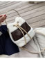 Fashion Brown Frayed Stitching Contrast Drawstring Shoulder Bag