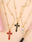 Fashion Red Cross Diamond Oil Drop Necklace