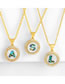 Fashion Golden V Alphabet Round Shell Diamond Necklace