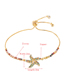 Fashion Color Adjustable Cutout Starfish And Diamond Bracelet