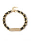 Fashion Golden Pu Winding Chain Square Alphabet Diamond Necklace