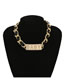 Fashion Golden Pu Winding Chain Square Alphabet Diamond Necklace