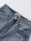 Fashion Blue Washed High-rise Stretch-slight Wide-leg Jeans