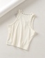 Fashion White Snap-down Neckline Vertical-threaded Vest T-shirt