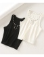 Fashion Black Snap-down Neckline Vertical-threaded Vest T-shirt