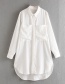 Fashion White Large Pocket Asymmetric Shirt