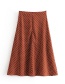Fashion Caramel Colour Polka-dot High-waist A-line Skirt