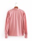 Fashion Pink Smocked Poplin Ruffled Single-breasted Shirt