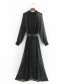 Fashion Black Flower Print Dress With Belt