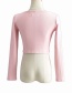 Fashion Pink Double-zip Thread-knit Cropped T-shirt