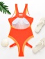 Fashion Orange Hollow Stitching One-piece Swimsuit