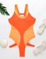 Fashion Orange Hollow Stitching One-piece Swimsuit
