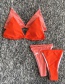 Fashion Triangle Rose Red Zip Split Swimsuit