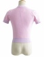 Fashion Pink Knitted Single-breasted V-neck Patchwork T-shirt