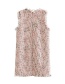 Fashion Pink Woolen Raw V-neck Dress