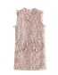 Fashion Pink Woolen Raw V-neck Dress