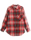 Fashion Red Checked Lapel Single Breasted Shirt