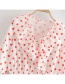 Fashion White Polka-dot Printed V-neck Ruffled Waist Shirt