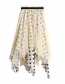 Fashion White Polka-dot Print Irregular Double Hem Skirt