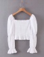 Fashion White Puff Sleeve Generous Collar Lace-up Shirt