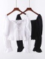 Fashion White Puff Sleeve Generous Collar Lace-up Shirt