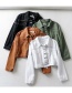 Fashion Khaki Topstitched Denim Jacket