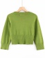 Fashion Green V-neck Single-breasted Knitted Cardigan With Three-quarter Sleeves And Three Buttons