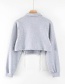 Fashion Gray Double Drawstring Lapel Sweatshirt