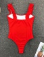 Fashion Red Fungus One Shoulder Swimsuit