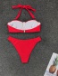 Fashion Red Pleated Underwire Gathered Split Swimsuit