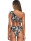 Fashion Leopard Print Printed Flared One-shoulder Split Swimsuit
