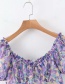 Fashion Purple Ruffled Lace Floral Print Skirt