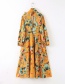 Fashion Yellow Flower Print Lace Dress
