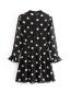 Fashion Black Polka-dot Printed Turtleneck Lace Dress