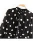 Fashion Black Polka-dot Printed Turtleneck Lace Dress