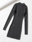 Fashion Black Stand Collar Half-zip Dress