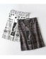 Fashion Gray Newspaper Print Cropped Trousers