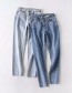 Fashion Light Blue Stretch Double-button Cropped Jeans
